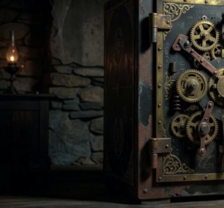 Mroczny sejf z ukrytymi mechanizmami inspirowany grą The Room